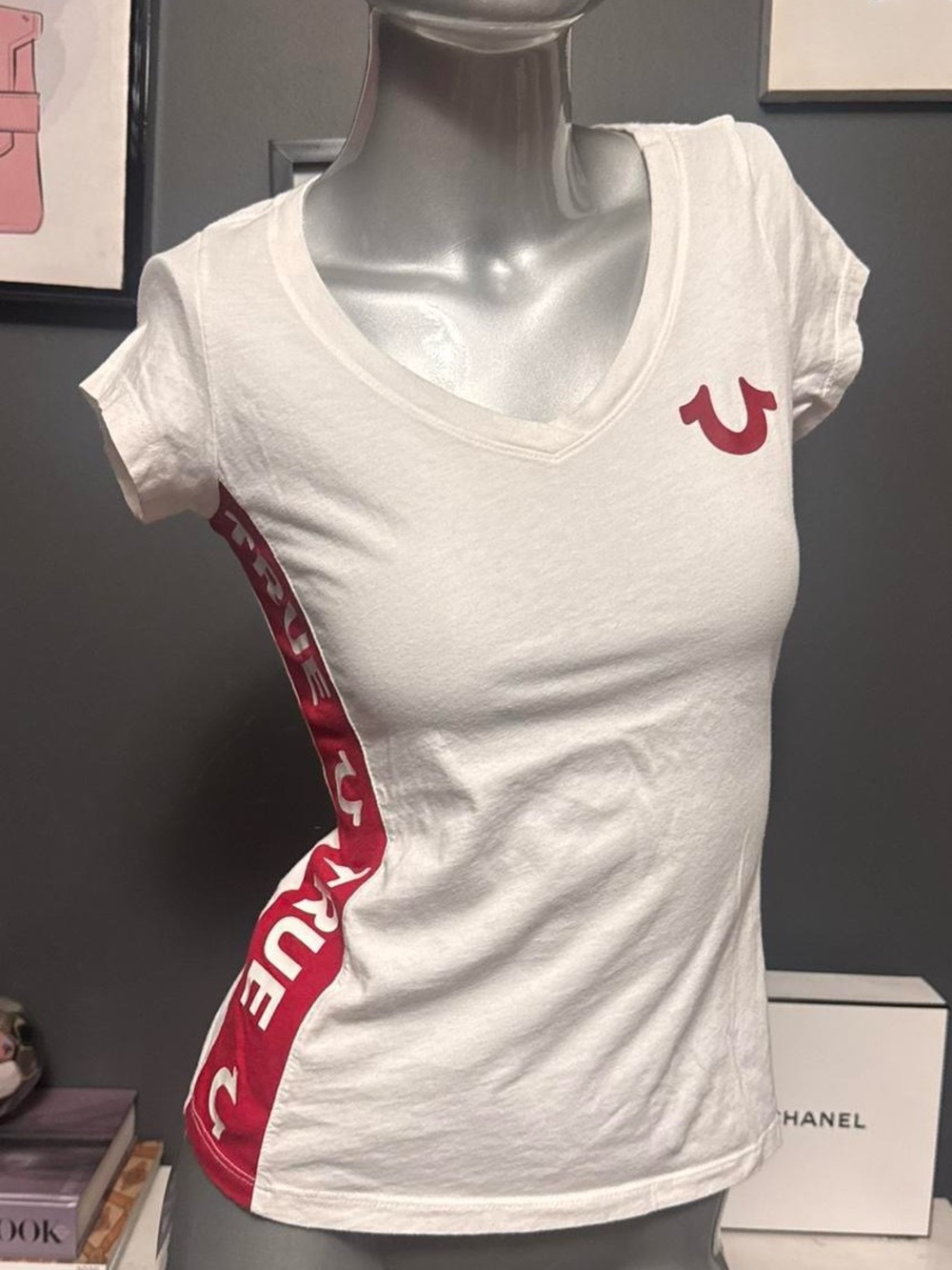 True Religion white and red baby tee